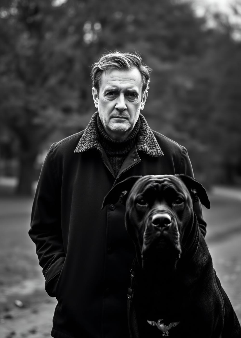 Kerem Akkaya, founder of Del Estancio Kennel, standing with a Cane Corso